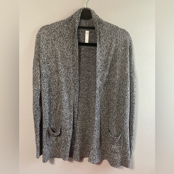 GapBody wool open knitted cardigan sweater in black and gray. Size X-Small - Picture 1 of 7